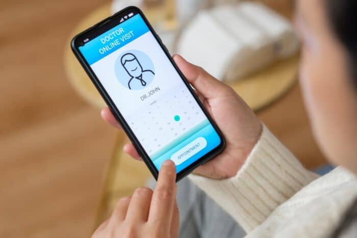 Easy online appointment booking with AiDial medical appointment scheduler on smartphone.