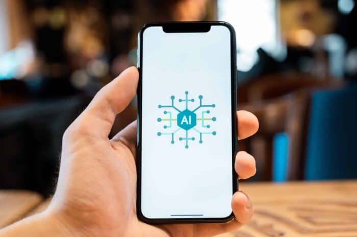 AI-powered communication and automation technology on a smartphone screen for efficient customer service.