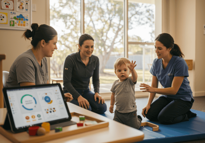 Assistive technology in a therapeutic setting with children.