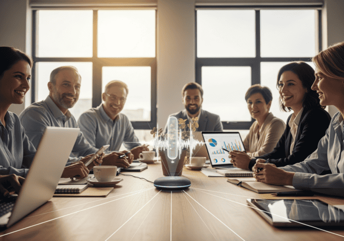 Advanced AI virtual assistant meeting for business communication.
