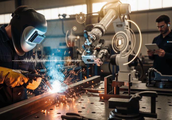 Advanced robotic welding and automation technology in manufacturing environments for increased efficiency and precision.