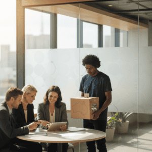 Group of people sitting around a table