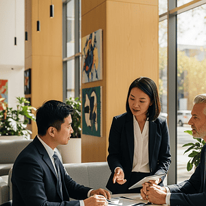 An AI-powered dialer system used in a professional office setting, facilitating efficient communication and customer engagement through advanced automation technology.