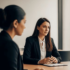 Business professionals in a meeting discussing customer support strategies, showcasing teamwork and communication in a modern office environment.