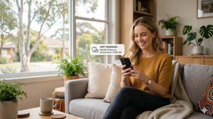 Woman using a smartphone for customer support with AI Dial, a leading AI-powered communication platform for efficient business customer service.