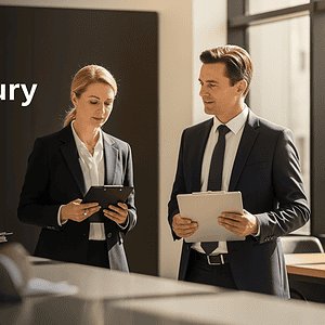 Professional personal injury lawyers in Australia discussing legal options with clients in a modern office setting, providing expert legal advice for injury claims.