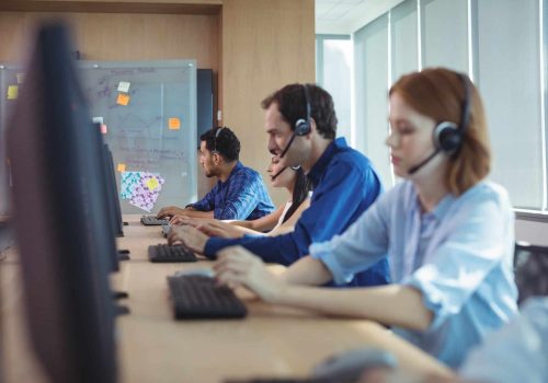Business people working at call center